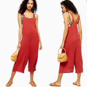 Topshop Rust Tortoiseshell Print Ring Jumpsuit